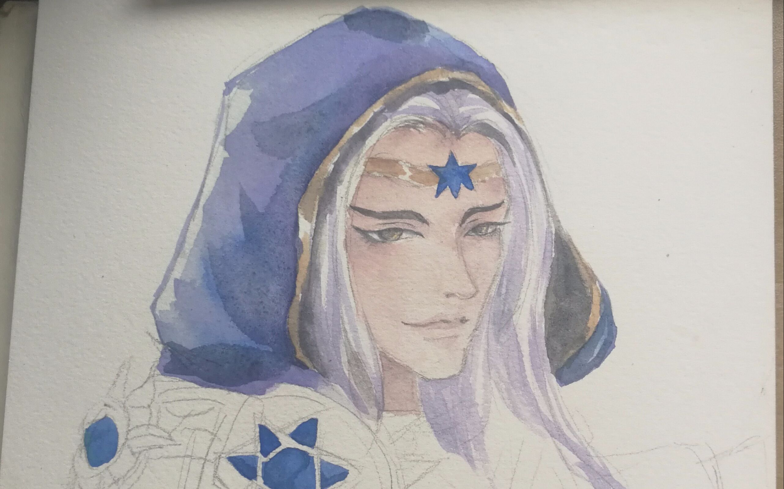 手绘水彩过程 王者荣耀明世隐_哔哩哔哩 (゜-゜)つロ 干杯~-bilibili