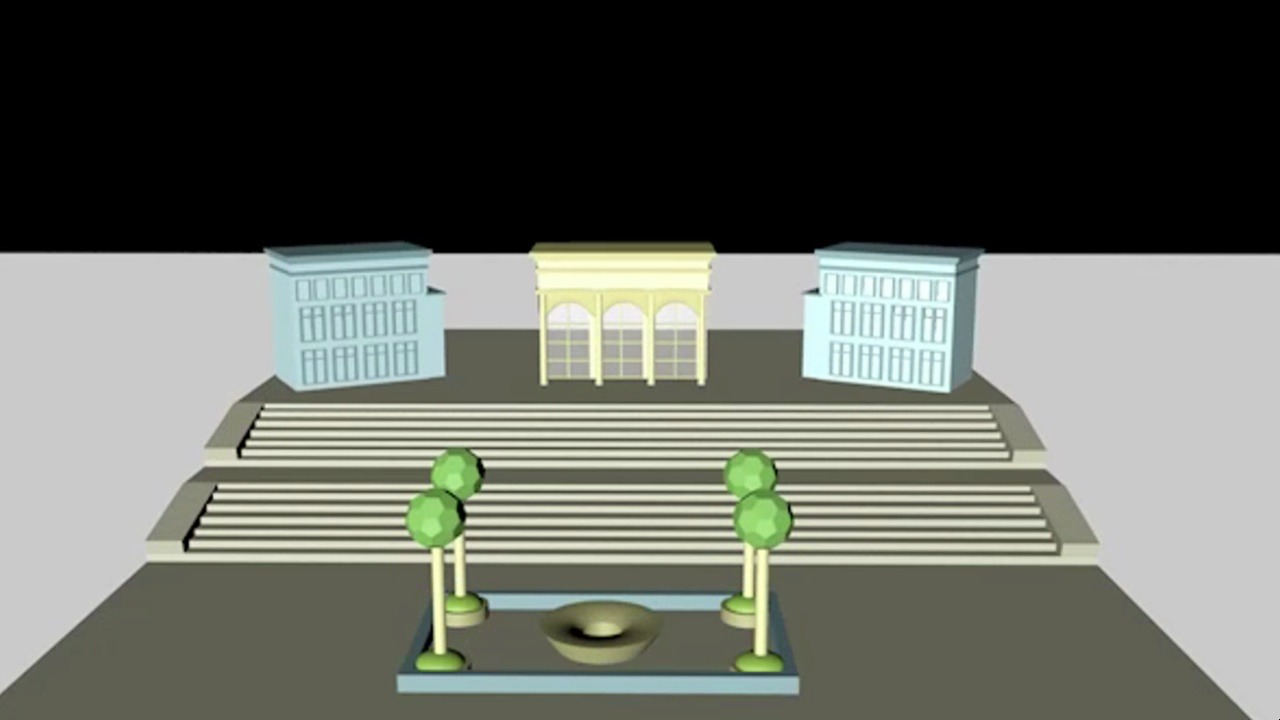 10秒教学楼渐显动画 c4d动画源文件 成品动画 练习作业 场景人物动画