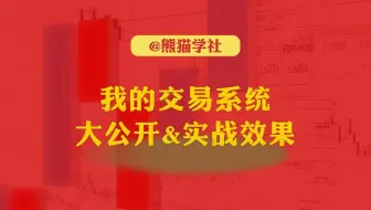 我的交易系统大公开&实盘效果