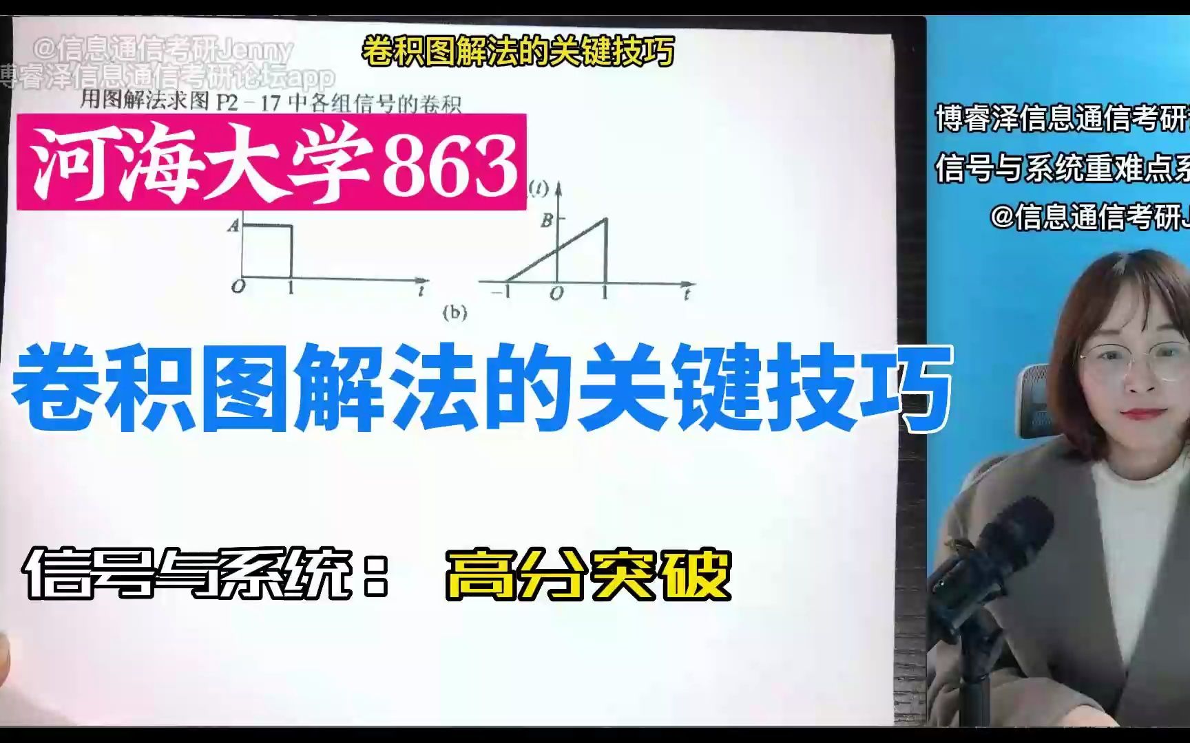 河海大学863考研信号与系统卷积图解法的关键技巧,管致中,宗伟,信号与系统网课,博睿泽信息通信考研论坛,信息通信考研Jenny哔哩哔哩bilibili