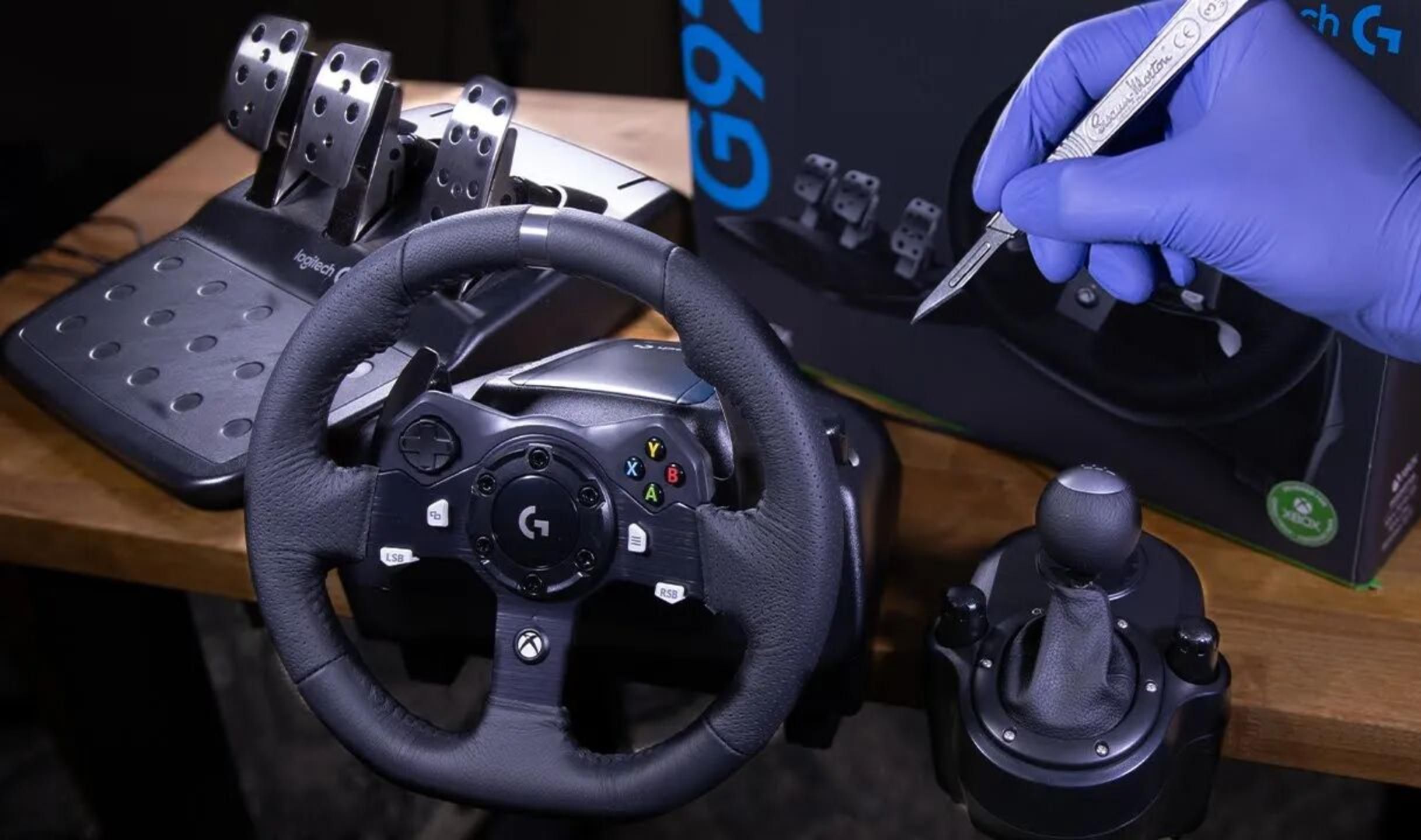 罗技 g920 赛车方向盘及力反馈换挡器开箱!