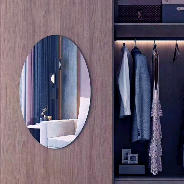 镜子贴墙自粘椭圆浴室镜贴片壁挂粘贴家用挂墙宿舍学生墙面化妆镜