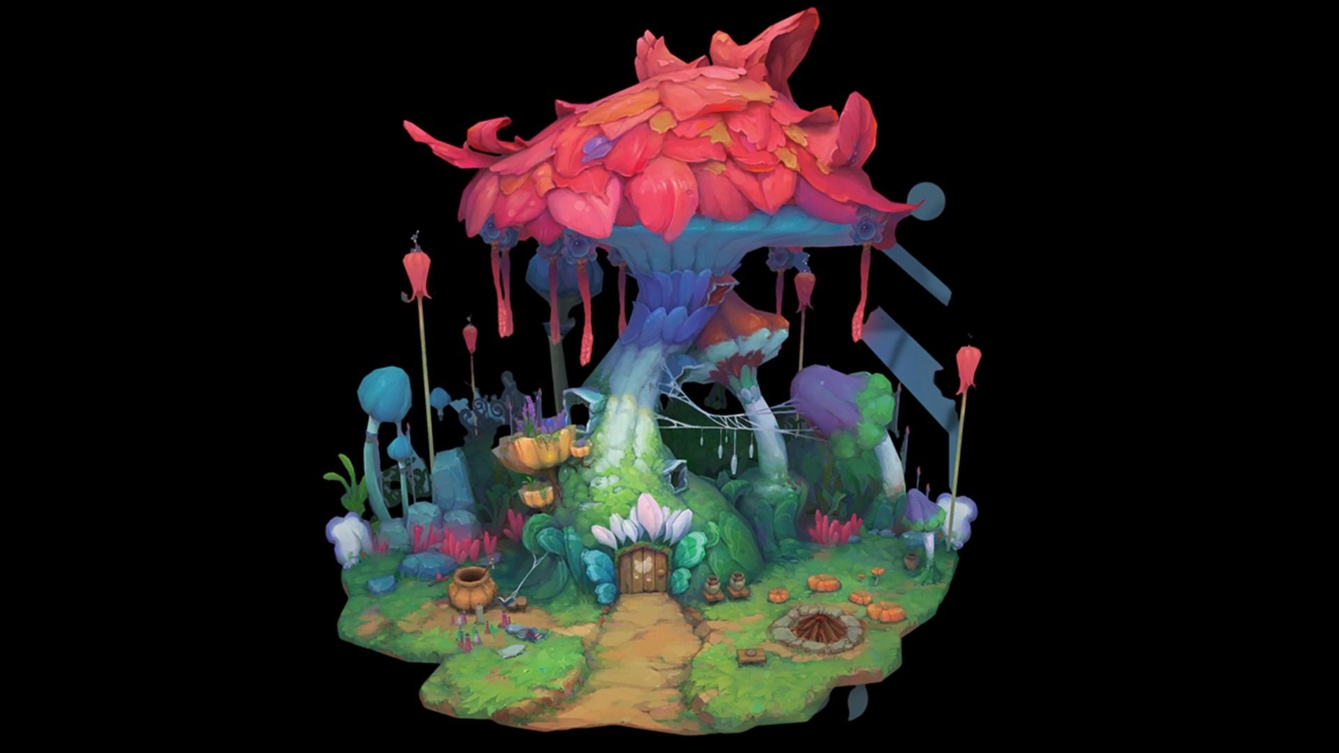 【3dmax场景建模】森林里的魔法树,超级有生机,详细教学布线和场景