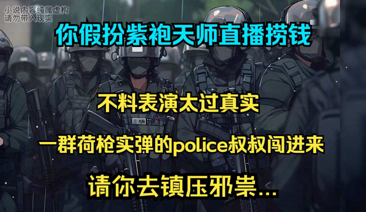 [图]你假扮紫袍天师直播捞钱，不料表演太过真实，一群荷枪实弹的police叔叔闯进来，请你去镇压邪祟...