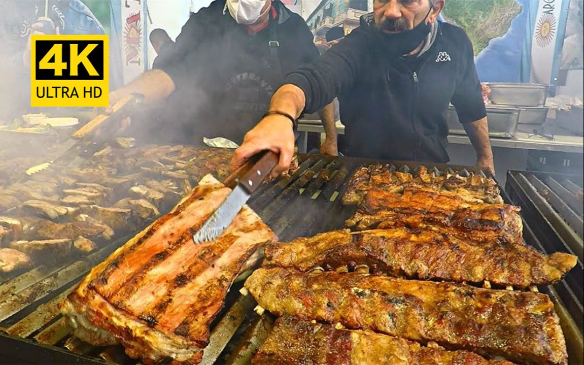 【4k】意大利街头美食:阿根廷烤肉,安格斯牛排,猪里脊,大排骨 | 作者