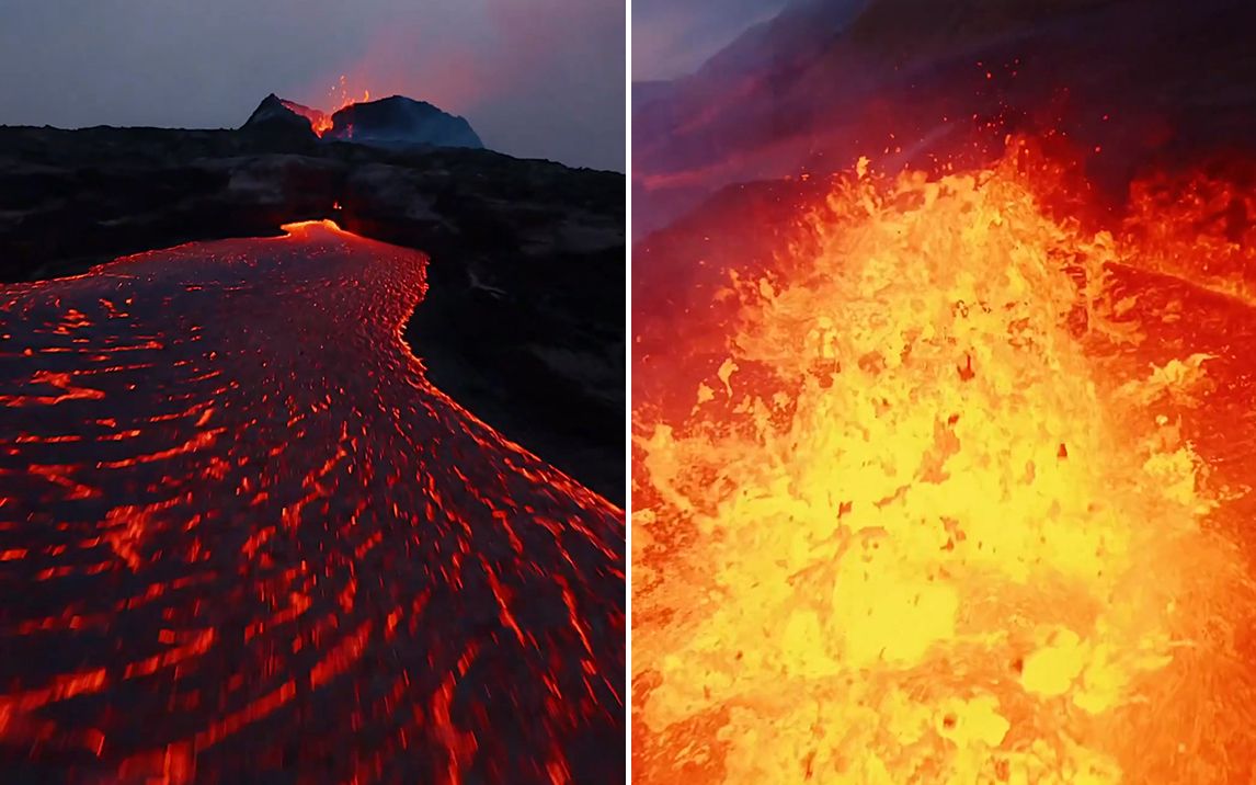 【风景】无人机近距离拍摄火山岩浆,冰岛利特利赫鲁图尔火山哔哩哔哩bilibili