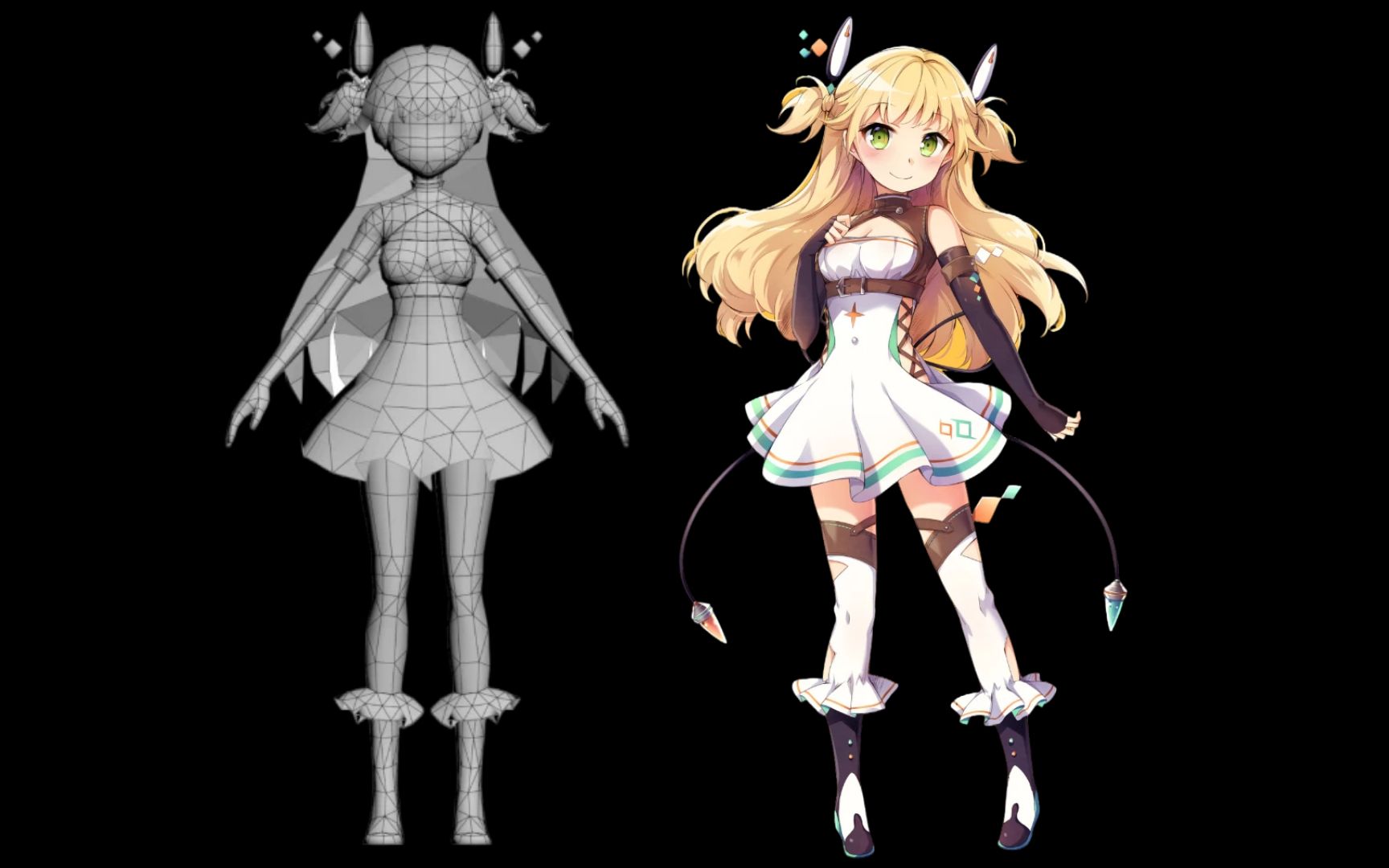 【3d】二次元人物布线 3dmax白丝可爱小姐姐模型制作教程!