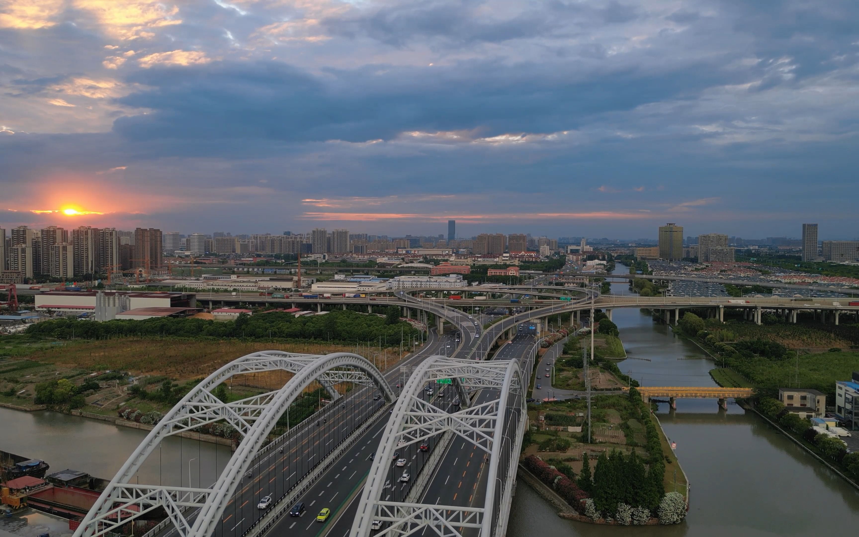 蕰藻浜大桥4k航拍djimini3pro