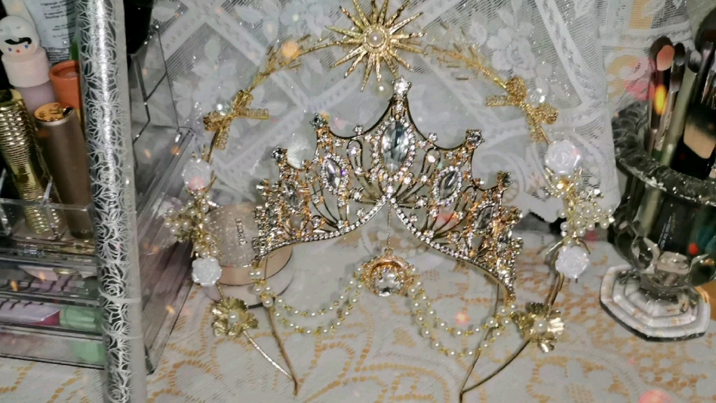 原创设计lolita茶会配饰奢华皇冠圣母环