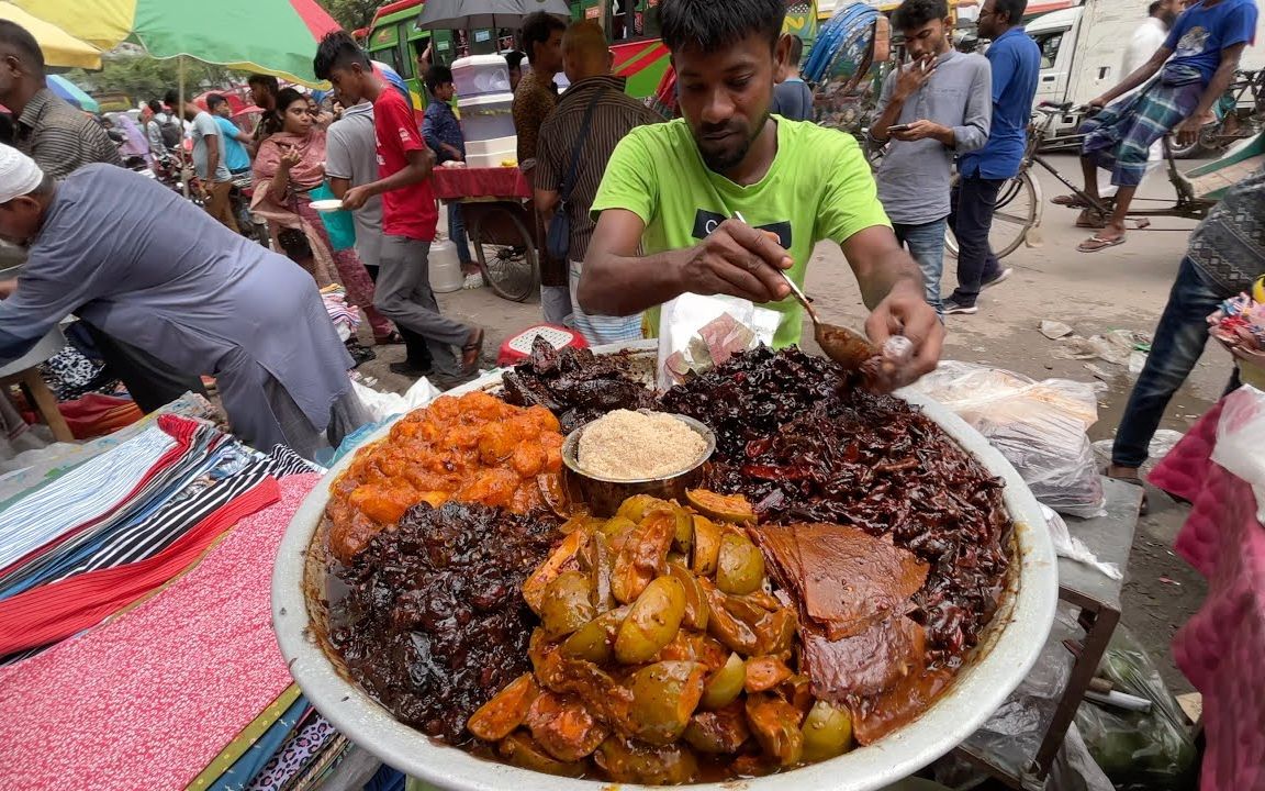 孟加拉国独特的混合水果泡菜|街头食品印度街边小吃 -印度小吃,印度