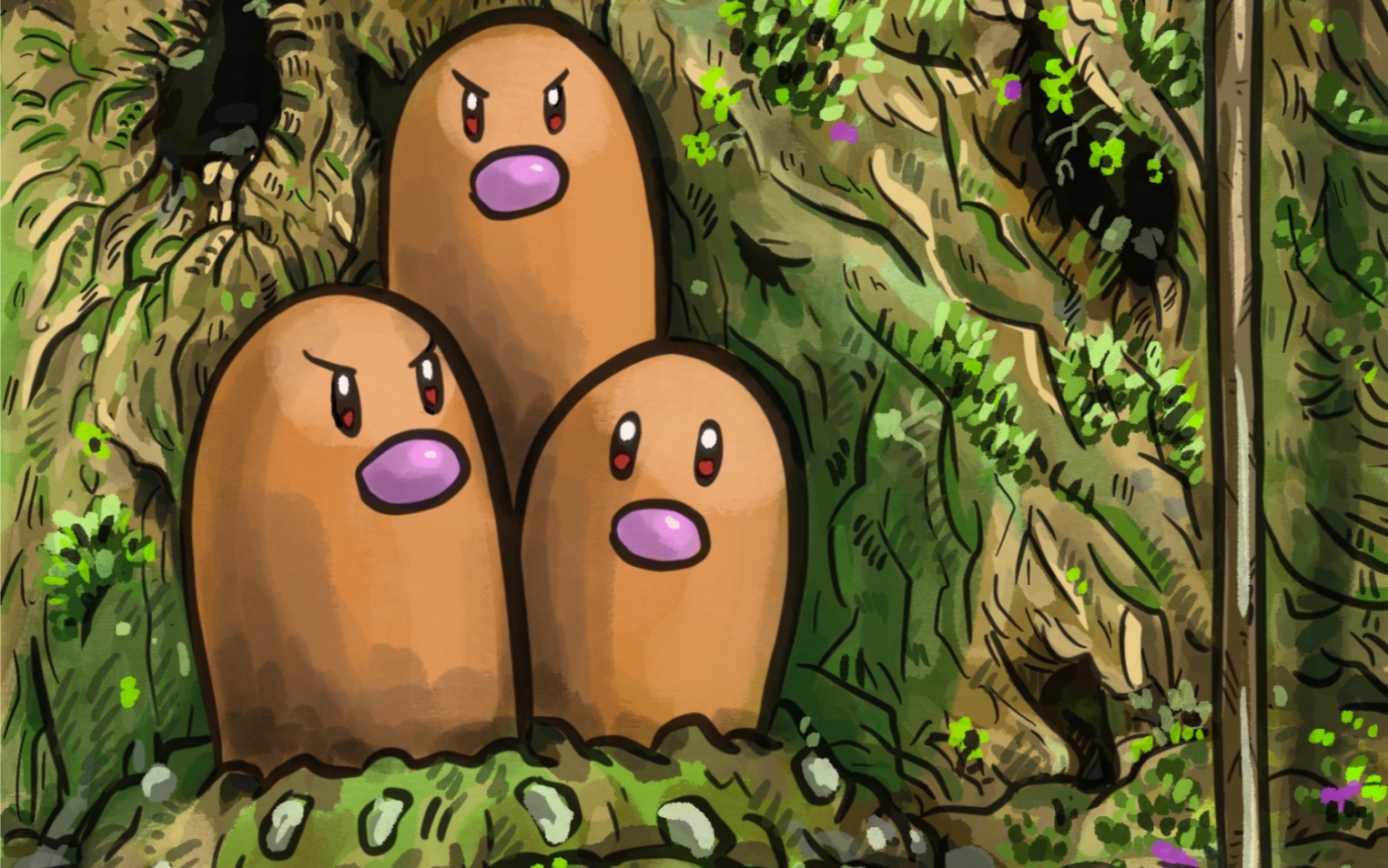 宝可梦绘画图鉴 三地鼠一家 "禁止通行"-fid来画宝可梦-fid来画宝可梦