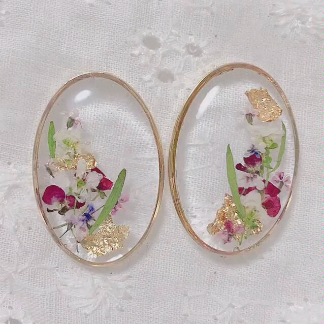 【uv胶】手工干花金箔滴胶耳环分享