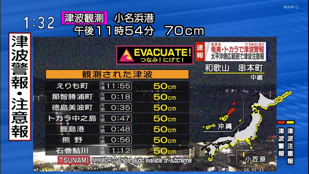 【津波警报/NHK】2022/01/16 00:15 汤加火山喷火引发海啸哔哩哔哩bilibili