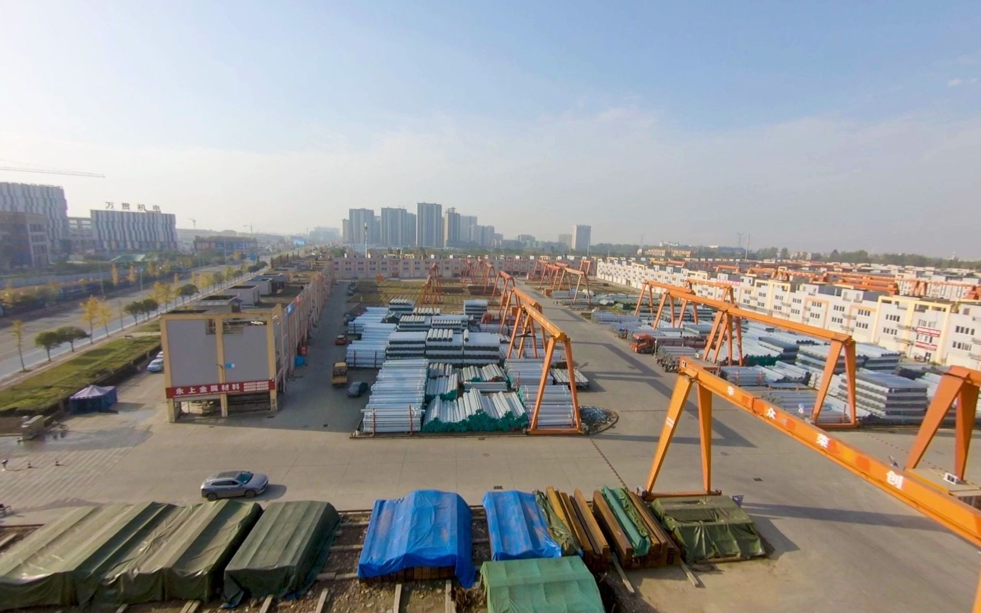 fpv穿越机4k航拍-成都青白江区西部钢材城-拍摄于2021年11月12日