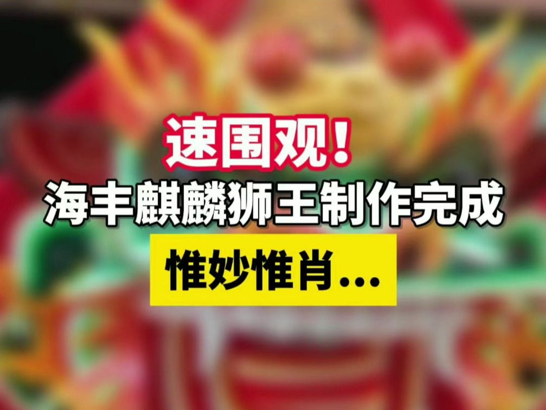速围观! 海丰麒麟狮王制作完成 惟妙惟肖