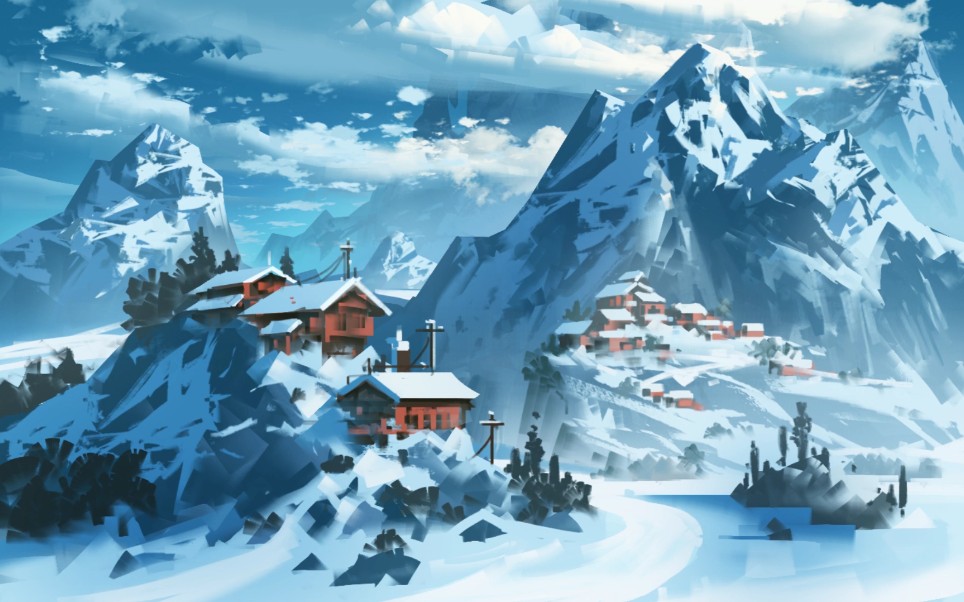 冬天的漫画风景图片