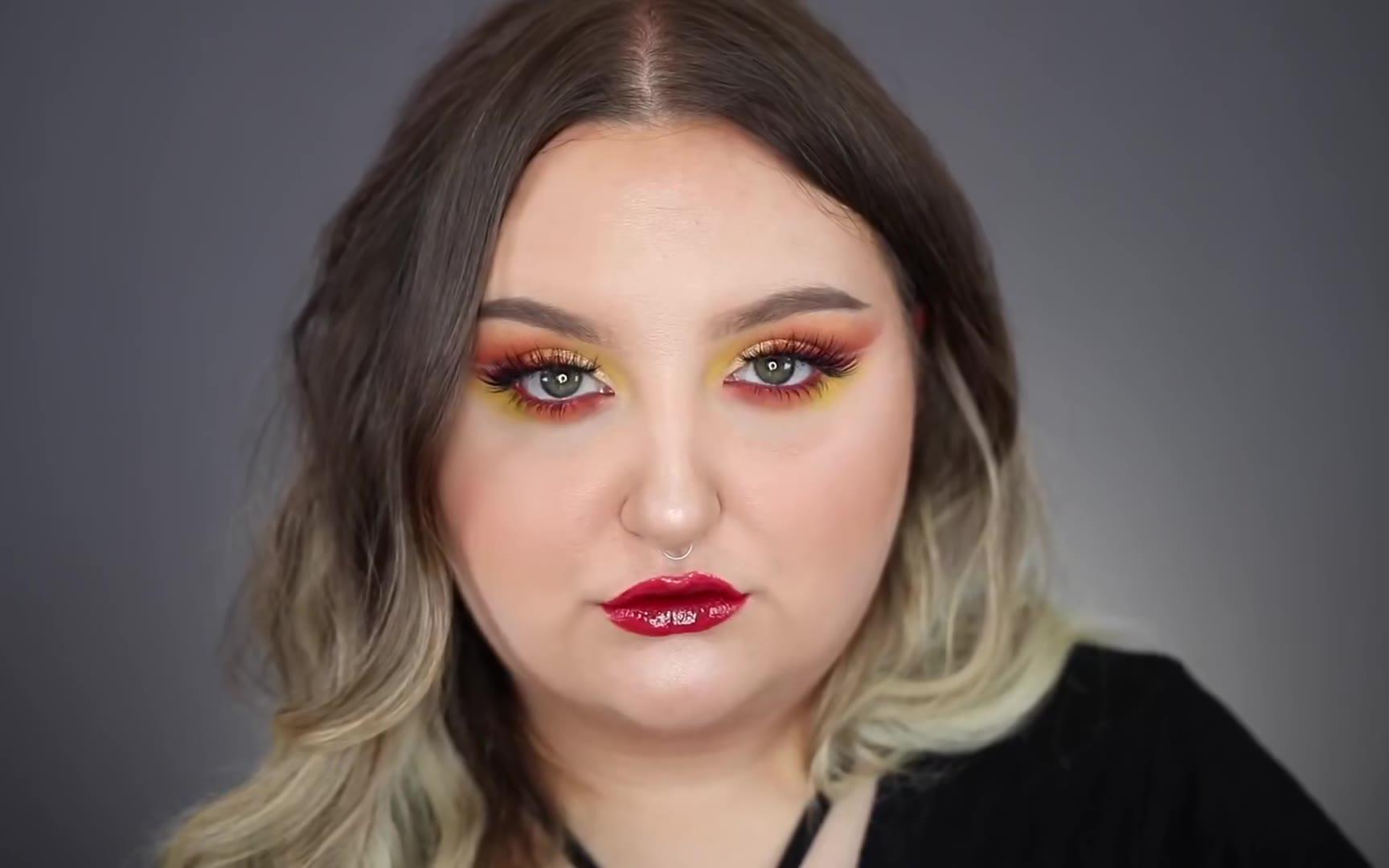 【kathleen lights】k妹跟着rawbeautykristi 学化hot fire cut crea