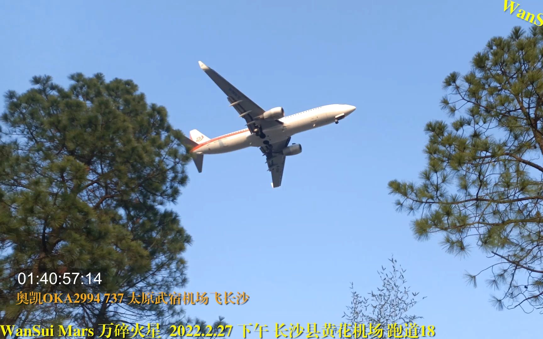 奥凯航空波音B737客机飞过头顶,长沙落地哔哩哔哩bilibili