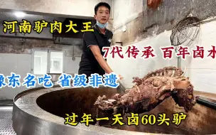 Descargar video: 河南驴肉大王，祖传7代百年老汤，过年1天卤60头驴，1斤100贵不贵