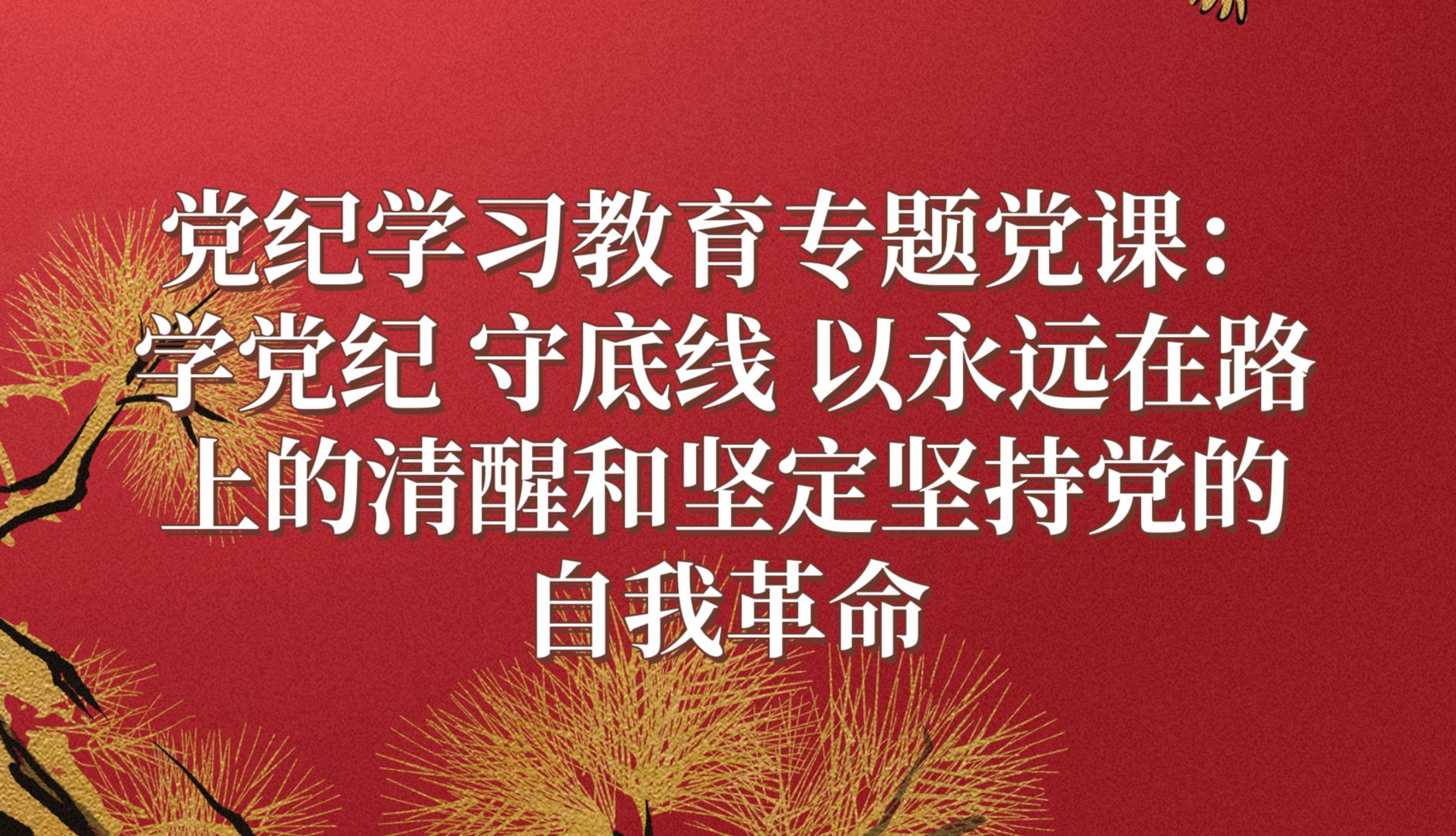 党纪学习教育专题党课:学党纪 守底线 以永远在路上的清醒和坚定坚持