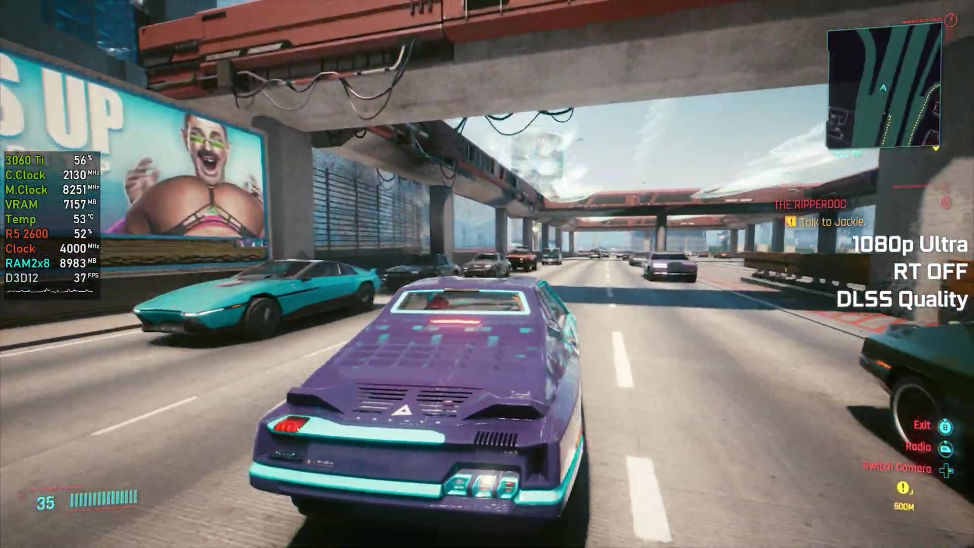 rtx 3060 ti 赛博朋克2077  1080p - 1440p 极高光追