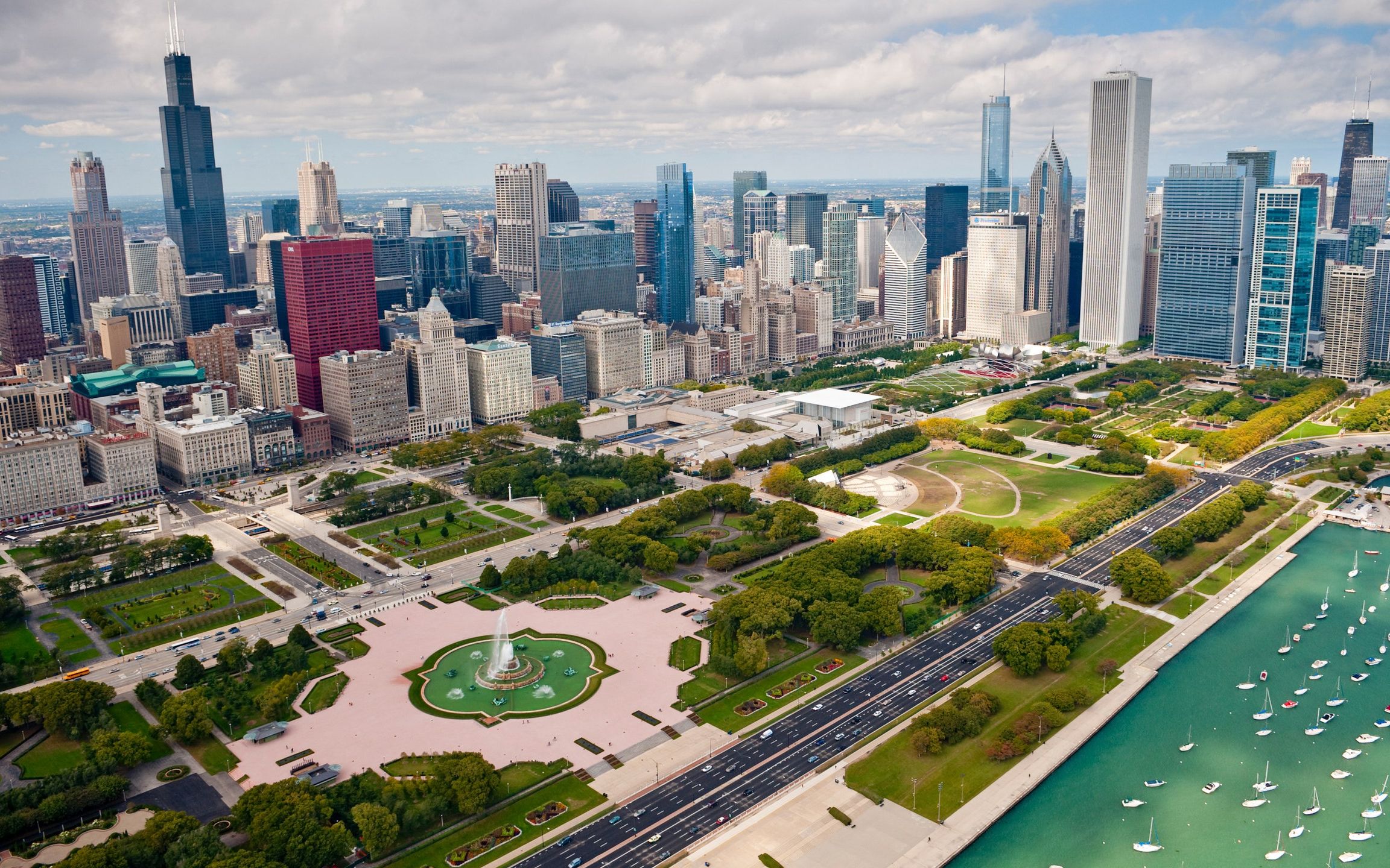 芝加哥城市千禧公园航拍