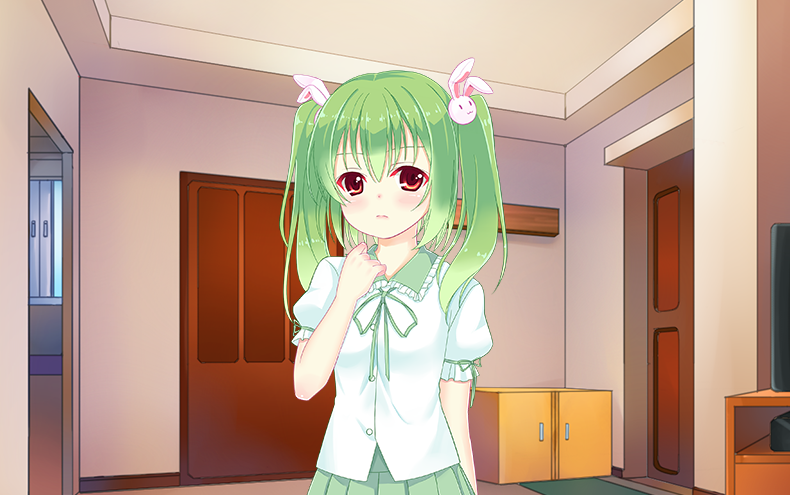 a w s l 好可爱的绿毛双马尾啊!