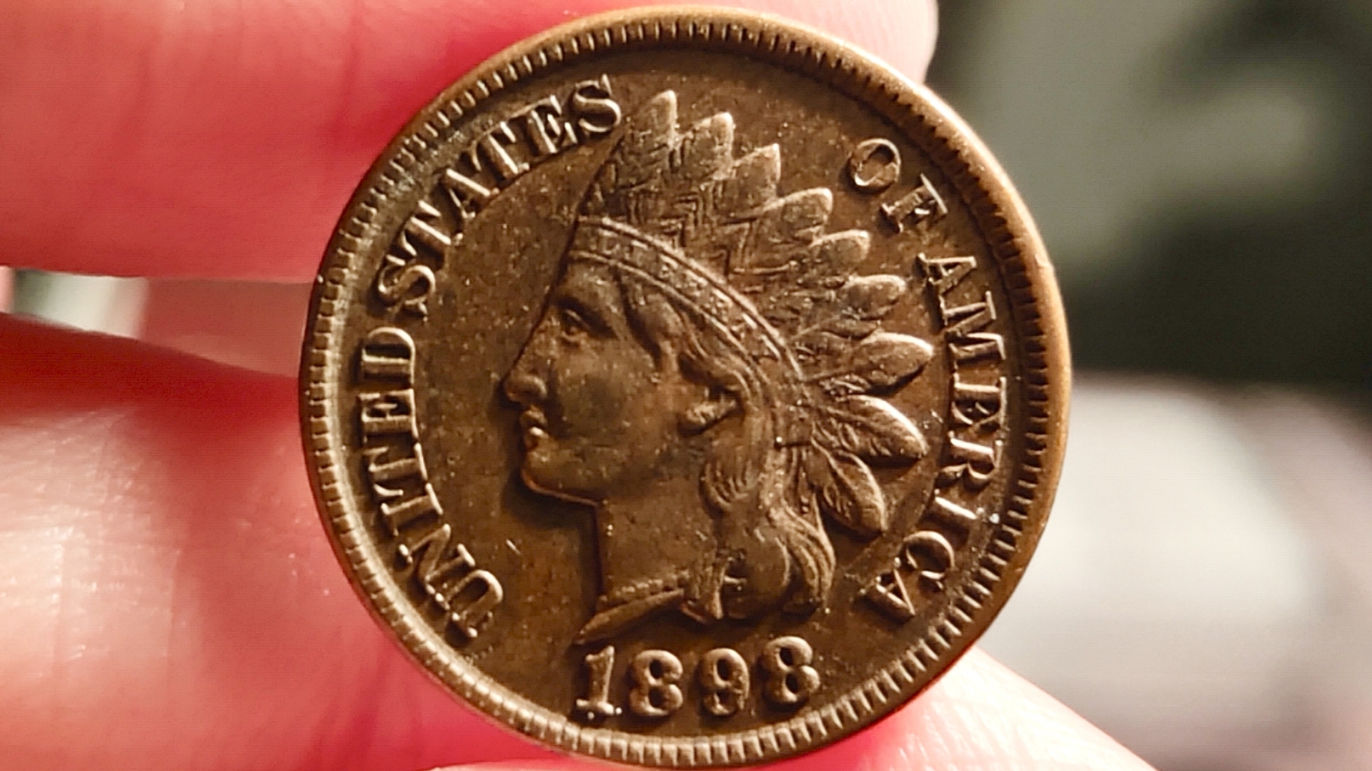 1898年印第安美分,带底光的好品相铜币