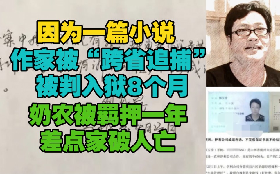 因为一篇小说,作家被“跨省追捕”被判入狱8个月,奶农被羁押一年,两次被判有罪,损失数百万差点家破人亡.哔哩哔哩bilibili