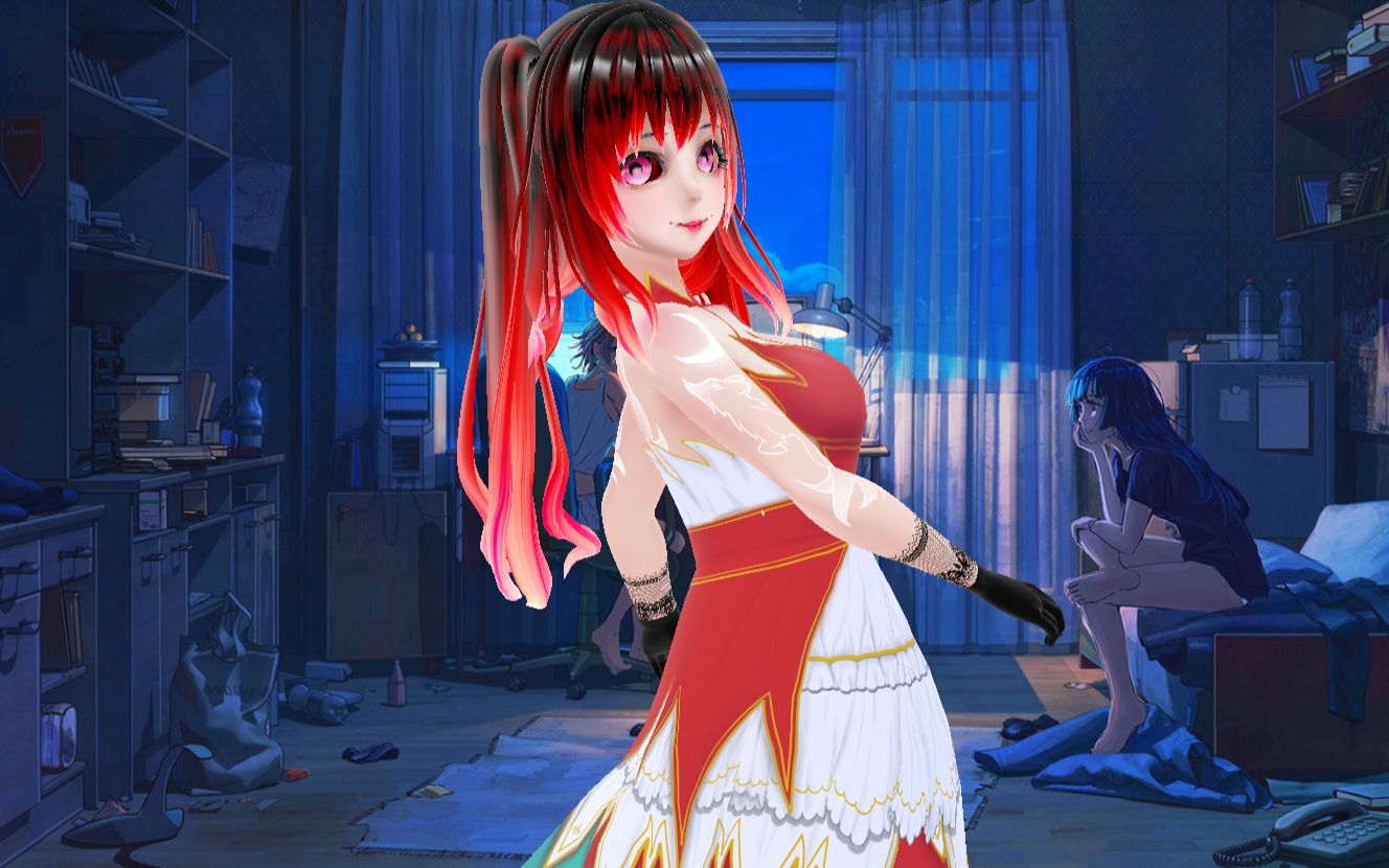 二次元3d虚拟主播vup虚拟直播人物模型支持动作捕捉