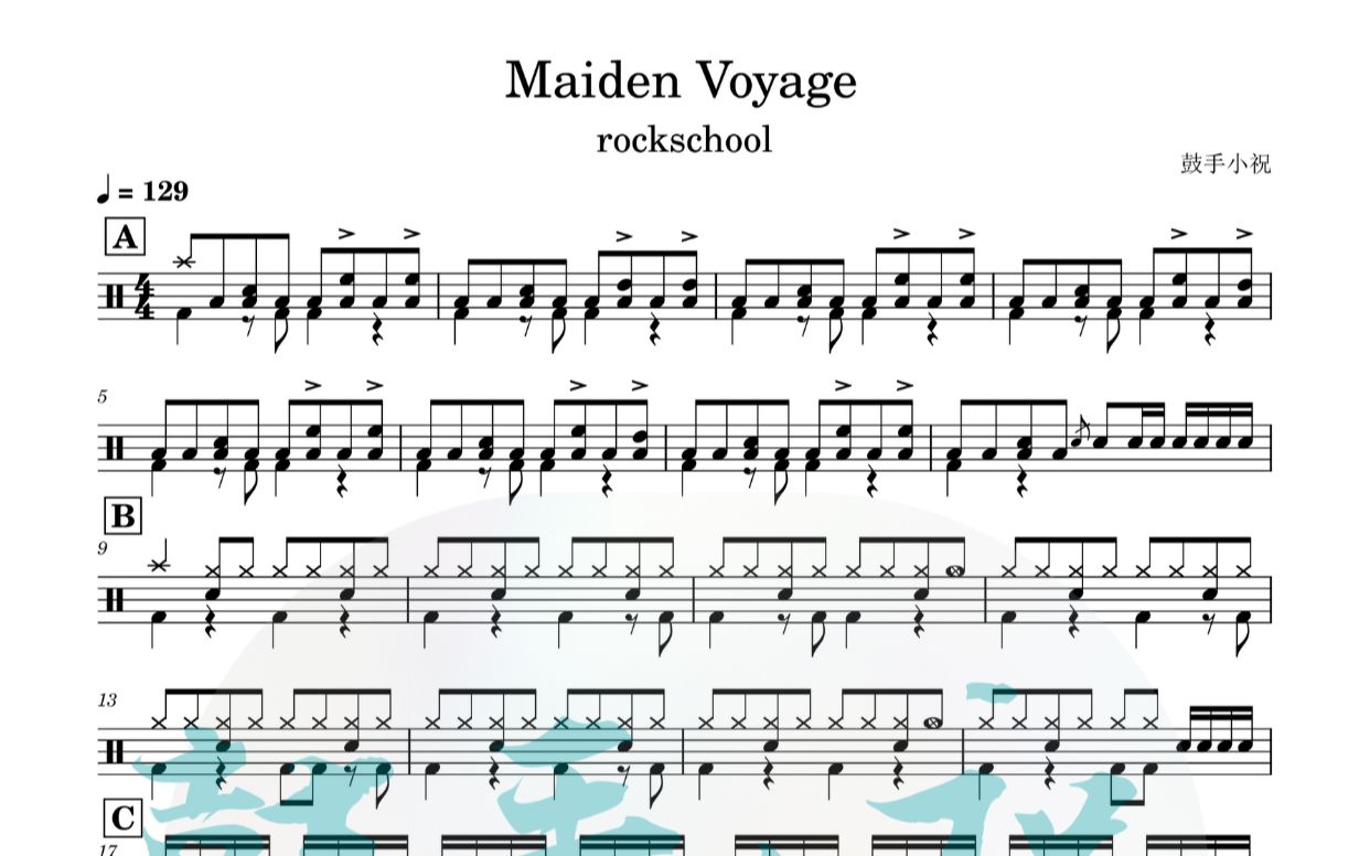 [图]《Maiden Voyage》 rockschool3-4 动态鼓谱