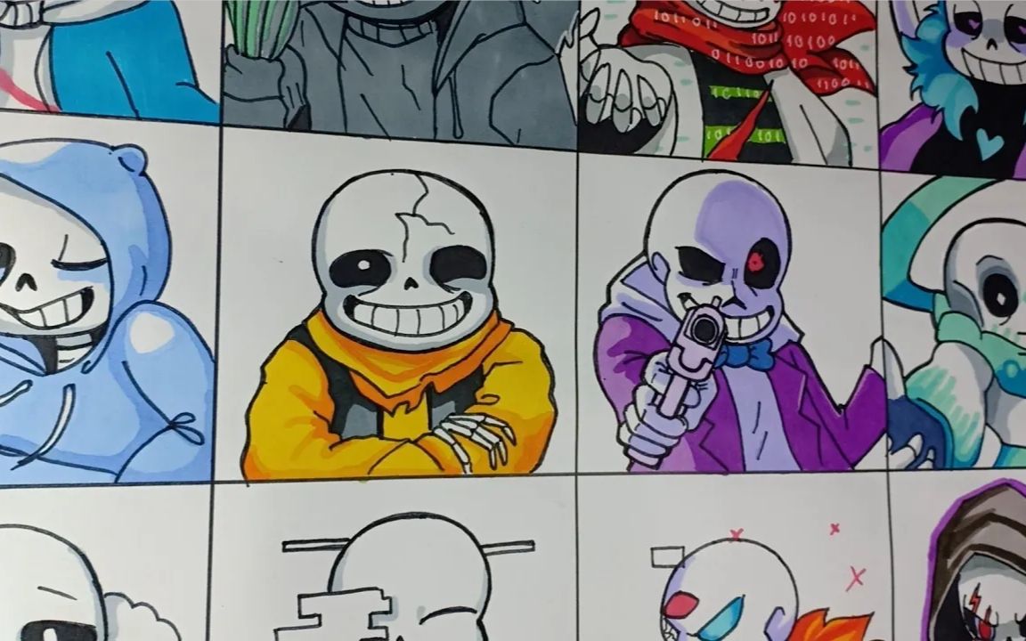 根据12个不同的au来绘制sans | undertale
