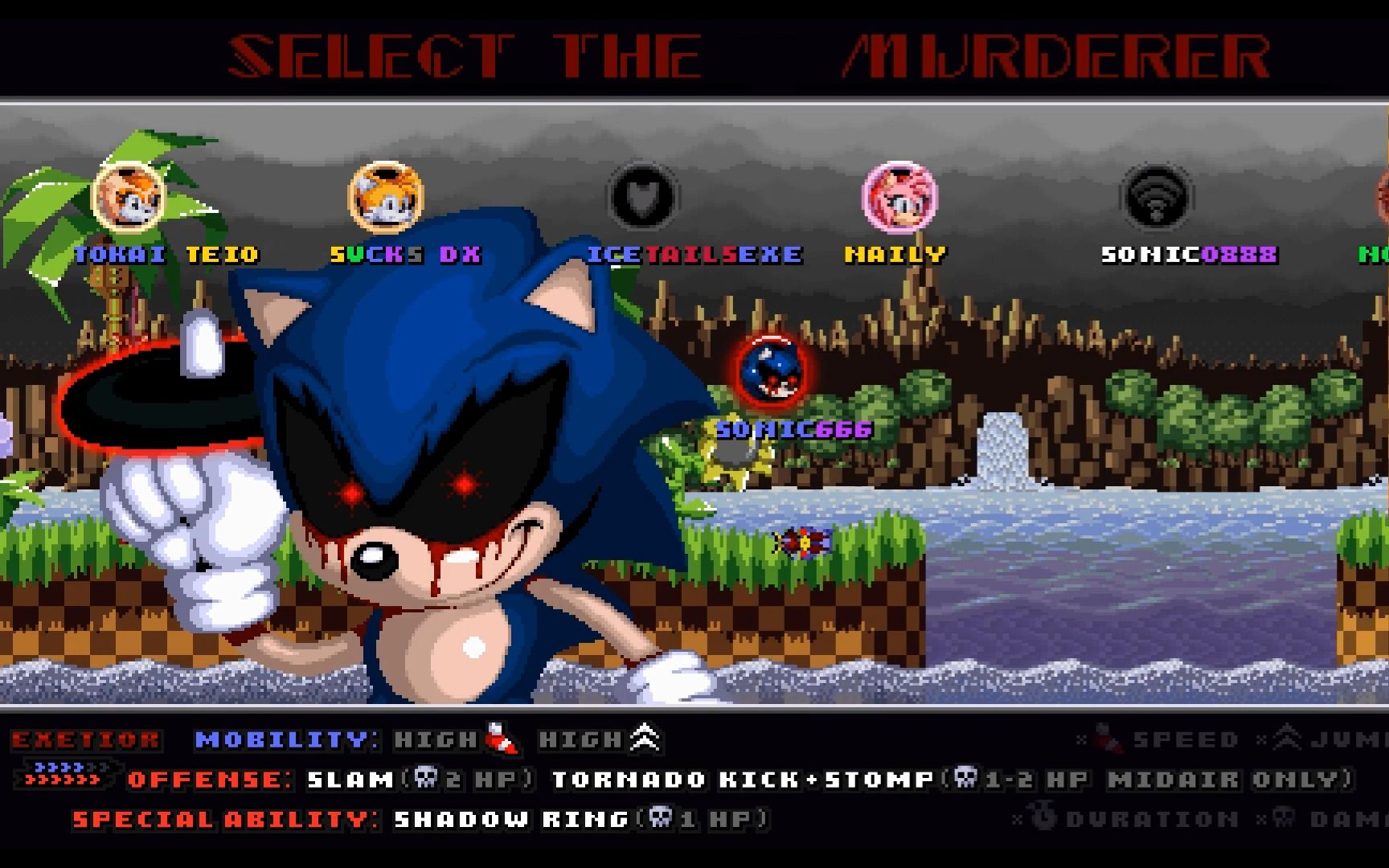 exetior【索尼克同人联机游戏全地图角色演示】sonic.