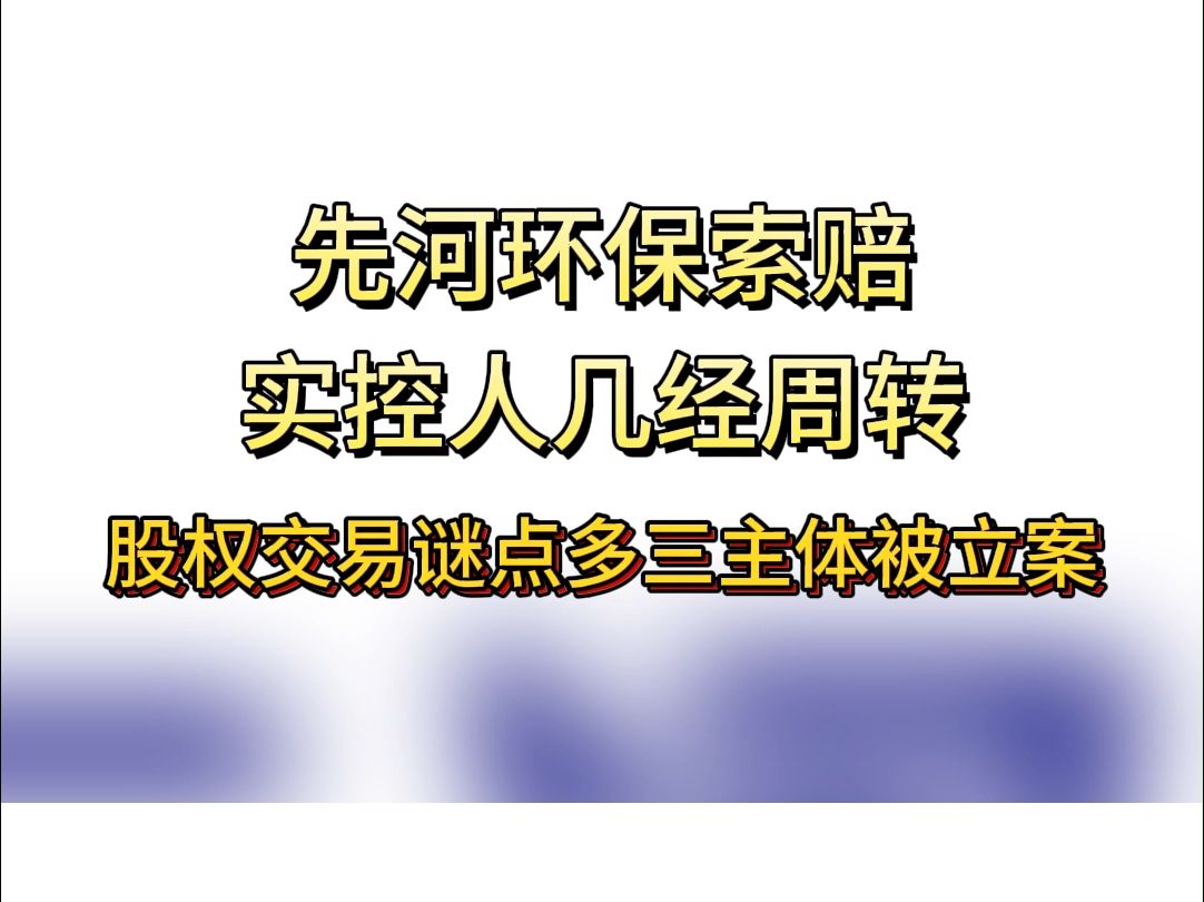 先河环保实控人几经周转,股权交易谜点多三主体被立案,可索赔哔哩哔哩bilibili