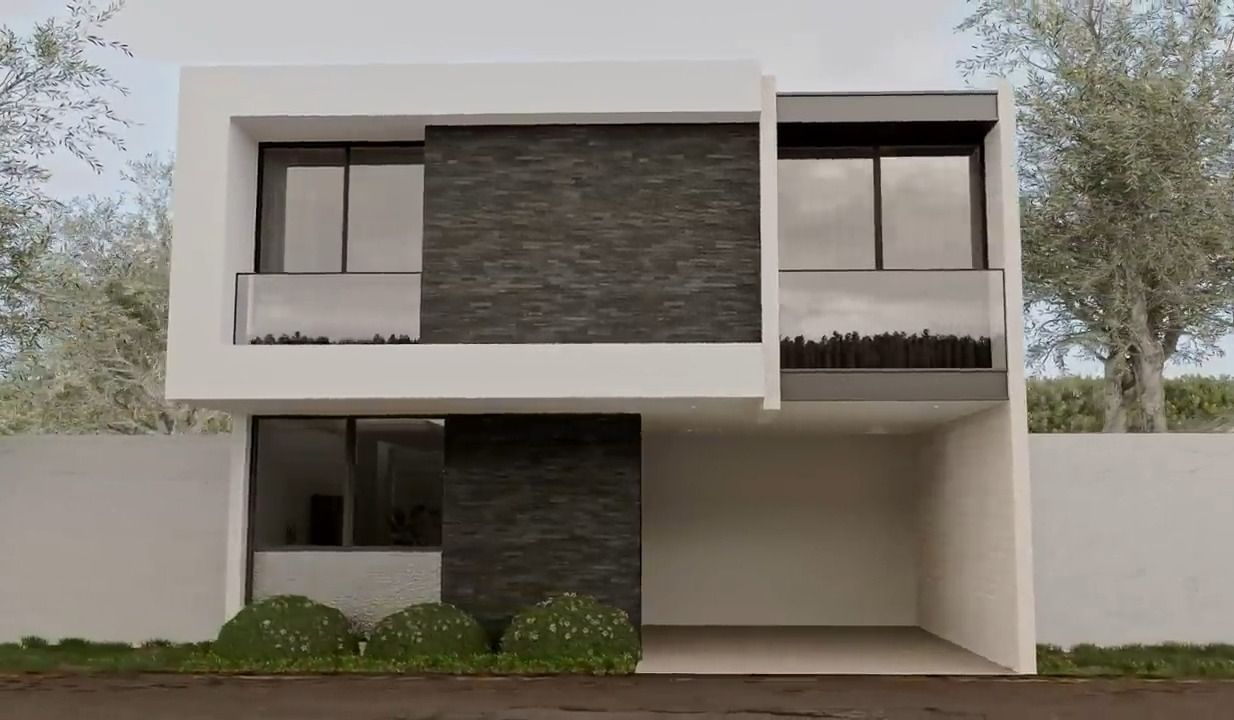 房屋设计8x16米二层简约现代风格别墅设计效果图【搬运】planoen3d