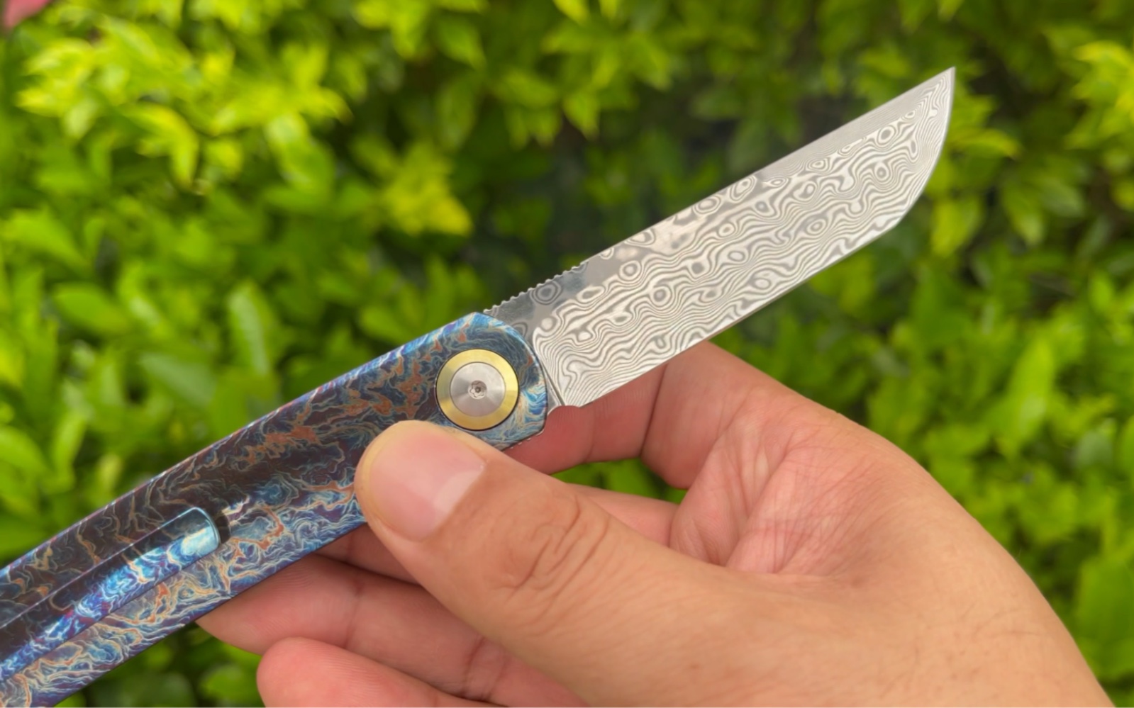 ch折刀 ch1005大马士革刀片 闪电纹 前置快开 日式风格 折叠刀