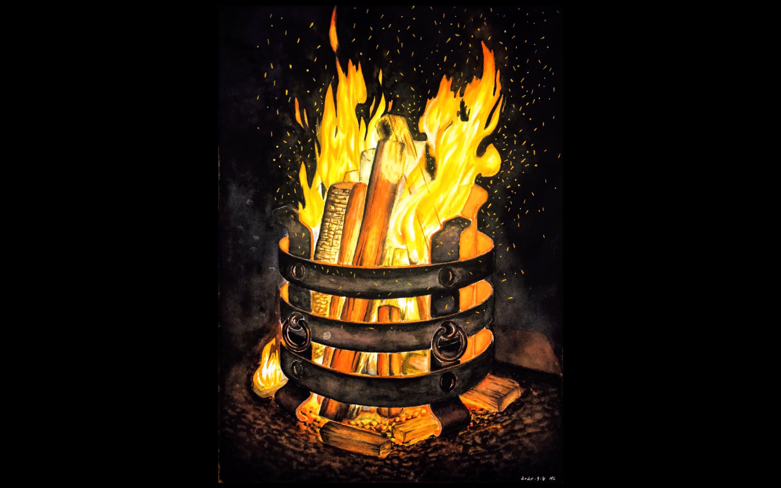 【手绘】蒙古鼎火 点燃圣火 原创作品