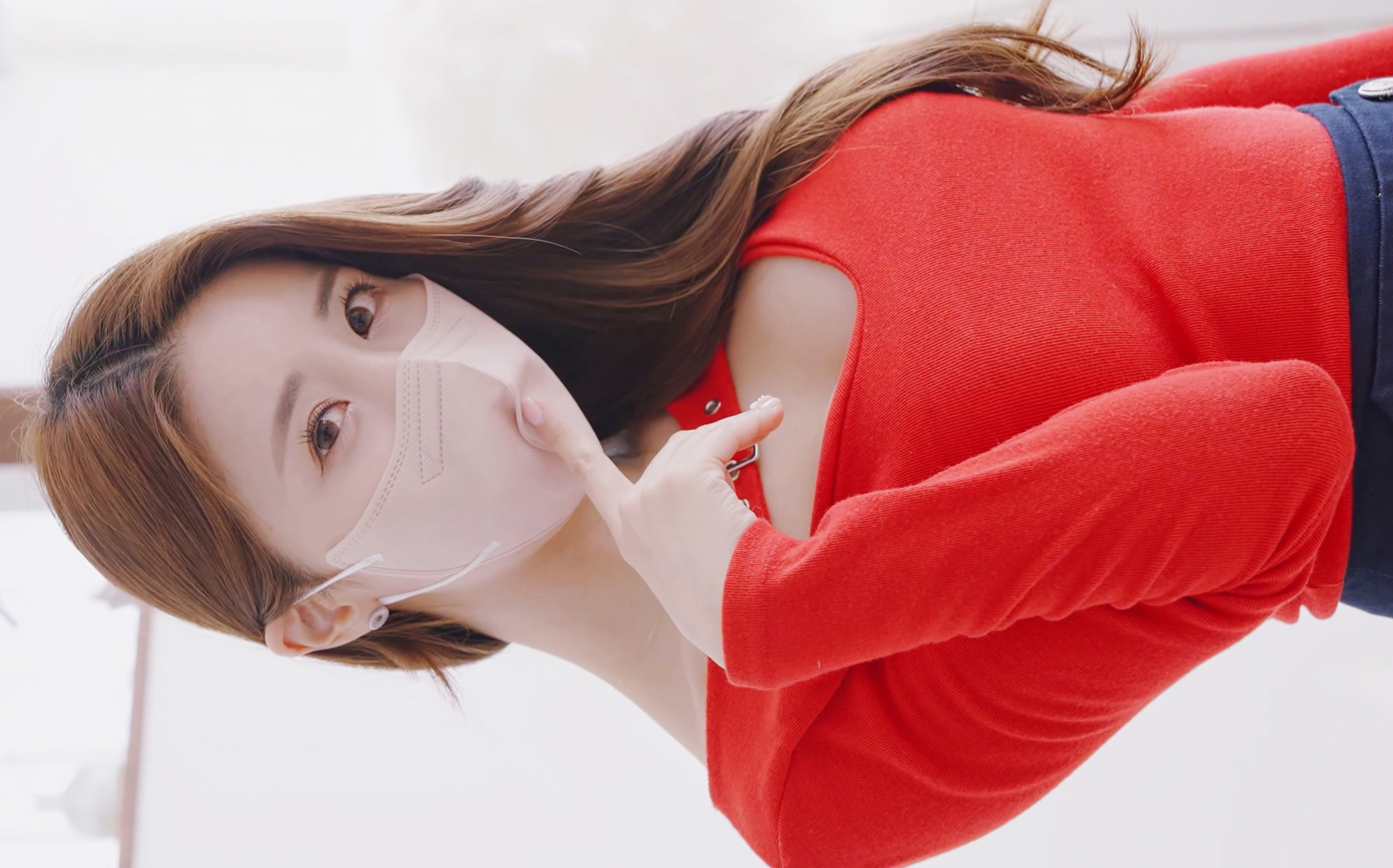 【lovely rose】红色针织上衣牛仔迷你裙 服饰穿搭lookbook