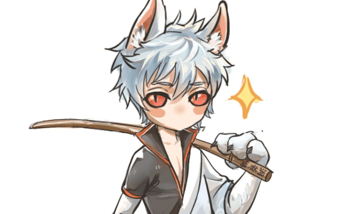 十分钟看up主画一只坂田银时喵. 对着屏幕吸猫.