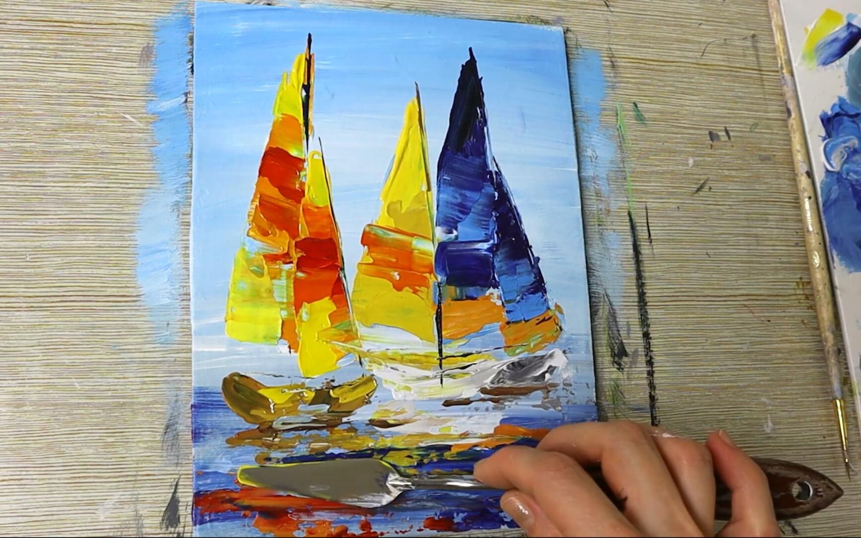 【丙烯画】【绘画教程】帆船Sea Boats Easy Art哔哩哔哩bilibili