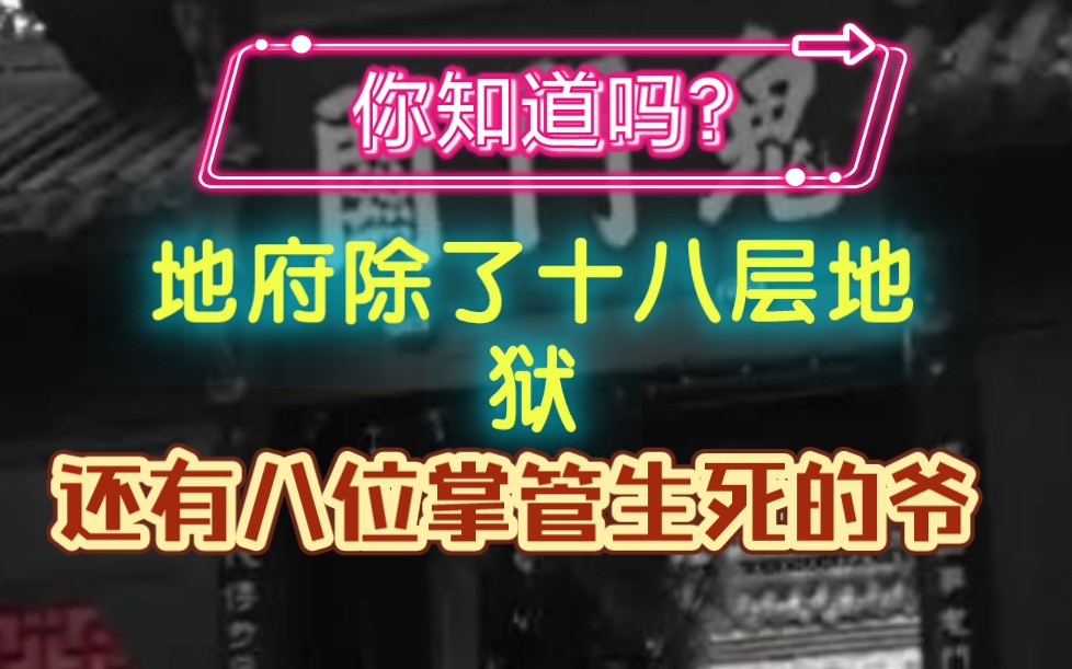 地府除了有十八层地狱,还有掌管生死的八位爷,你知道哪几位吗?#传统文化 #道系青年哔哩哔哩bilibili