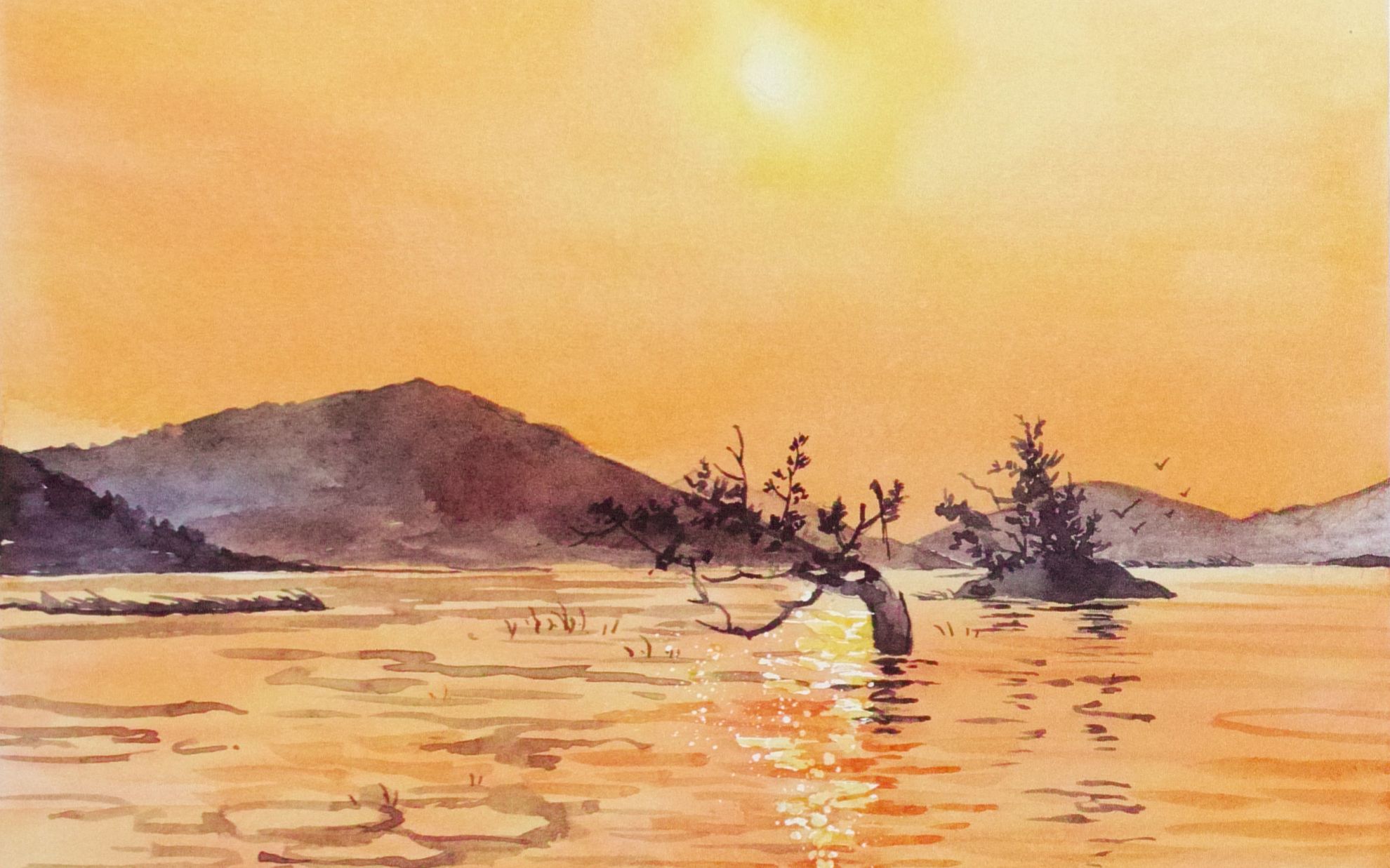 水彩画湖面的画法图片