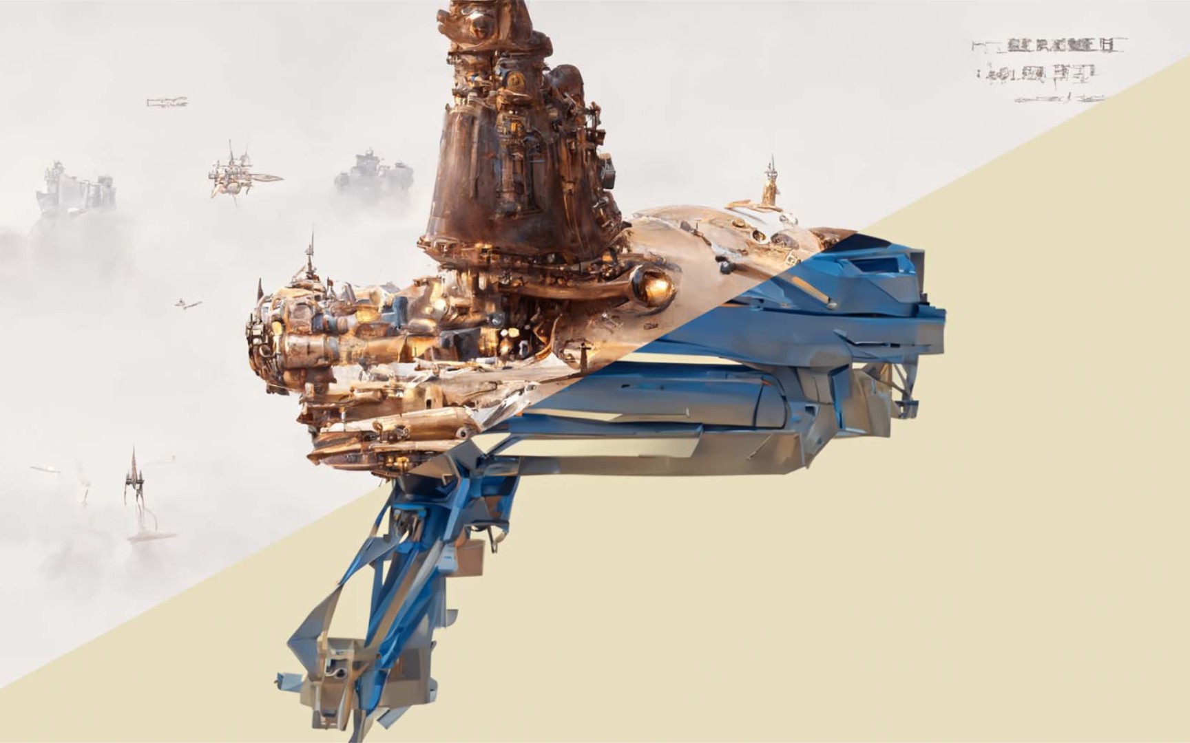 赛博蒸汽ai绘制飞船模型