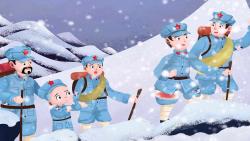 红军过雪山儿童画图片