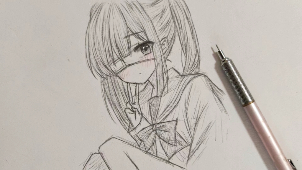 这样画简单吧,动漫女生的画法不是有手就行吗?