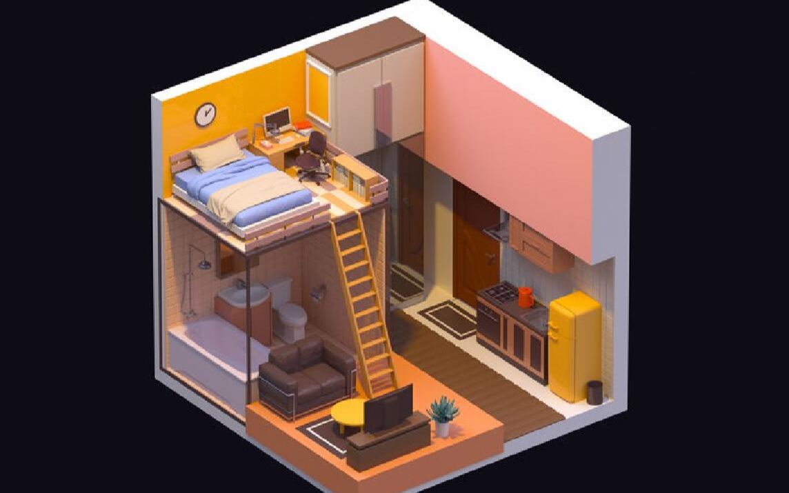 3dmax场景建模,写实场景单身公寓模型制作教程