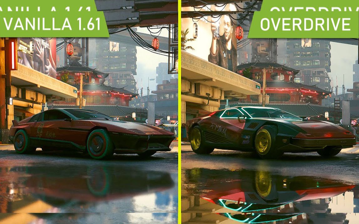 赛博朋克2077: 光追overdrive模式vs原版 4k光追踪早期图形比较