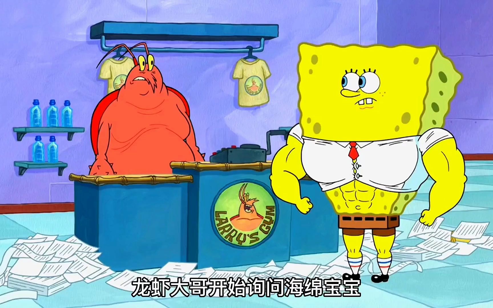 海绵宝宝:海绵宝宝成了肌肉猛男,章鱼哥都被迷倒了