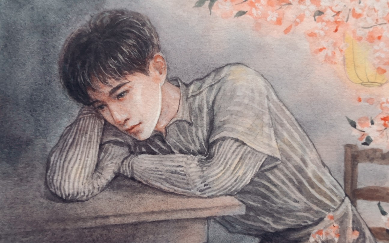 【水彩古风美少年】第六期 乔振宇 樱花树下少年郎