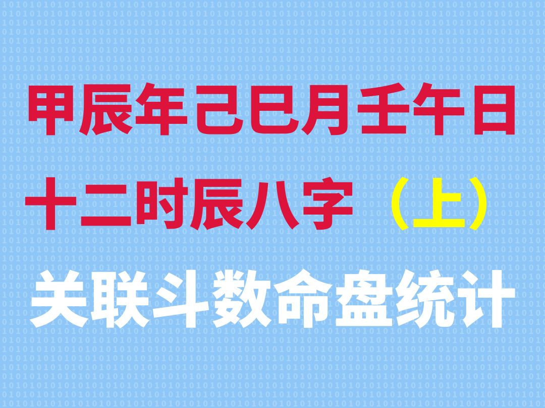 甲辰年己巳月壬午日十二时辰八字关联斗数命盘统计(上集)哔哩哔哩bilibili